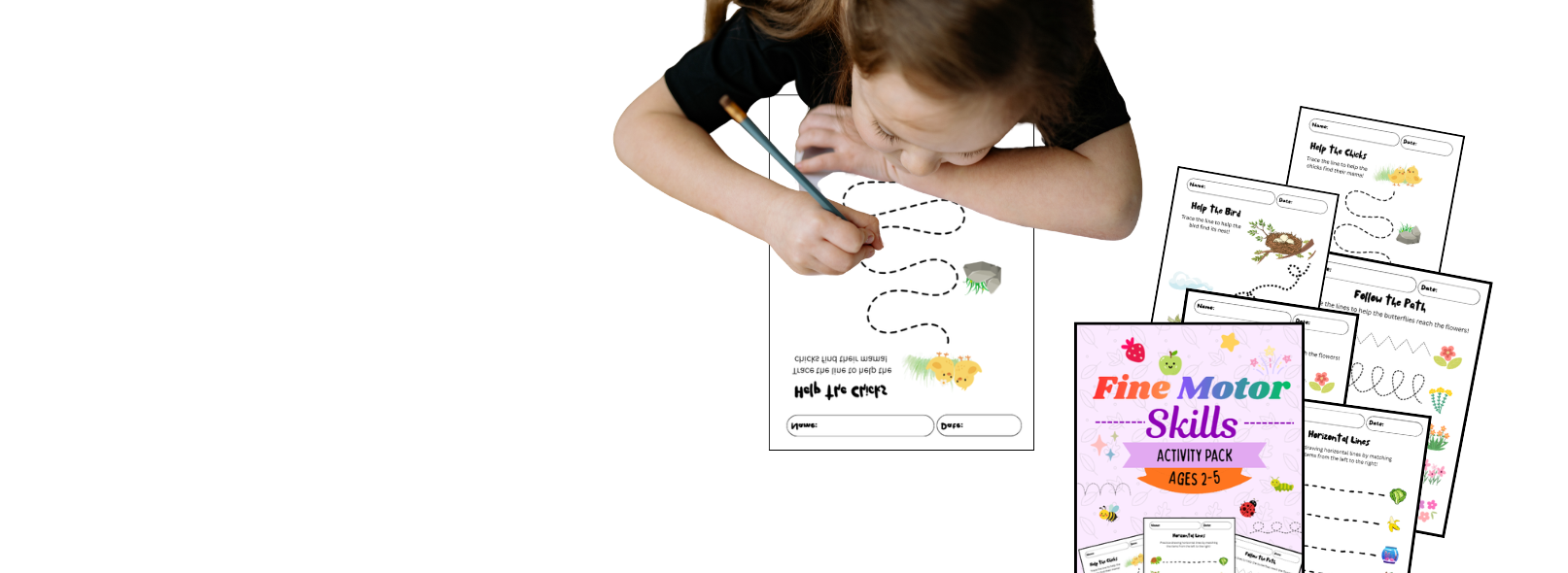 Fine Motor Skills Activity Pack Ages 2-5 Horizontal & Broken Line Practice (5)